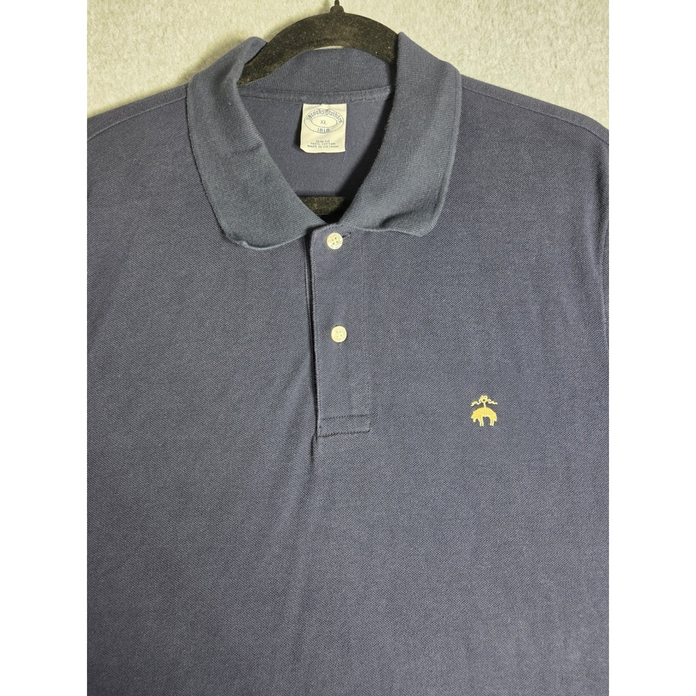 Brooks Brothers 1818 Slim Fit Polo Shirt Mens XL Navy Blue Cotton Golden Fleece